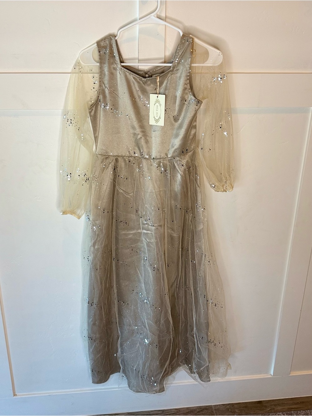 Joyfolie Mia Joy Sparkle Tulle Girls' Long Party Dress - Champagne NEW